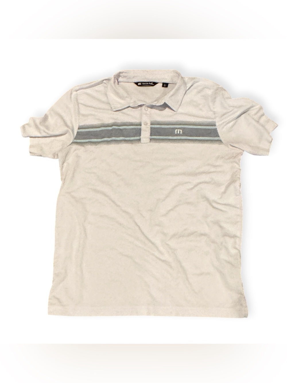 Men's Pale Gray Polo with Contrasting Gray Chest Stripe